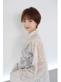 大人かわいい小顔ショートショートヘア30代40代50代白髪ぼかし