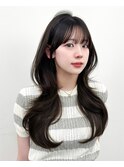 韓国ヘア　レイヤー　顔まわり