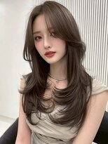 レビジュヘアー(LEVIJU HAIR)&nbsp;小顔外ハネミディアムアッシュ20代30代40代くびれミディ韓国ヘア