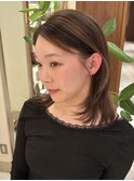 ローライトカラー セミロングレイヤー ミルクブラウン