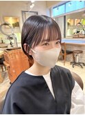 小顔マッシュショートカット　ミニボブ　ブラウンベージュ