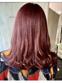 ピンク/ボルドー/カシスカラー/切りっぱなし/韓国/ブリーチなし