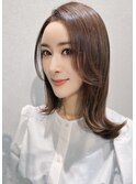 大人外ハネミディアムレイヤーサイドバング20代30代40代50代