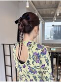 大人気！ドレスヘアリボンアレンジ◎カチモリ二次会モテ髪