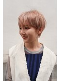 ケアブリーチハイトーンピンクベージュマッシュショート