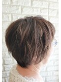 シニアショートレイヤー×イノアカラー×ハイライト