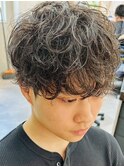 韓国シャドウパーマ/スパイキーショート/ブルーブラック/津田沼
