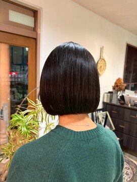 マイ ヘア デザイン 岡崎(MY hair design) 黒髪大人可愛い小顔切りっぱなしボブ10代20代