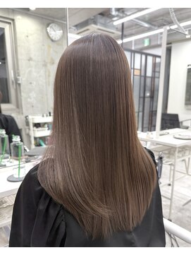 韓国顔まわりレイヤーカットグレージュオリーブベージュブラウン