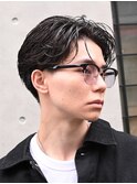 天神大名メンズパーマフェザーパーマセンターパートガイルヘア