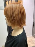韓国風オレンジカラーボブスタイル