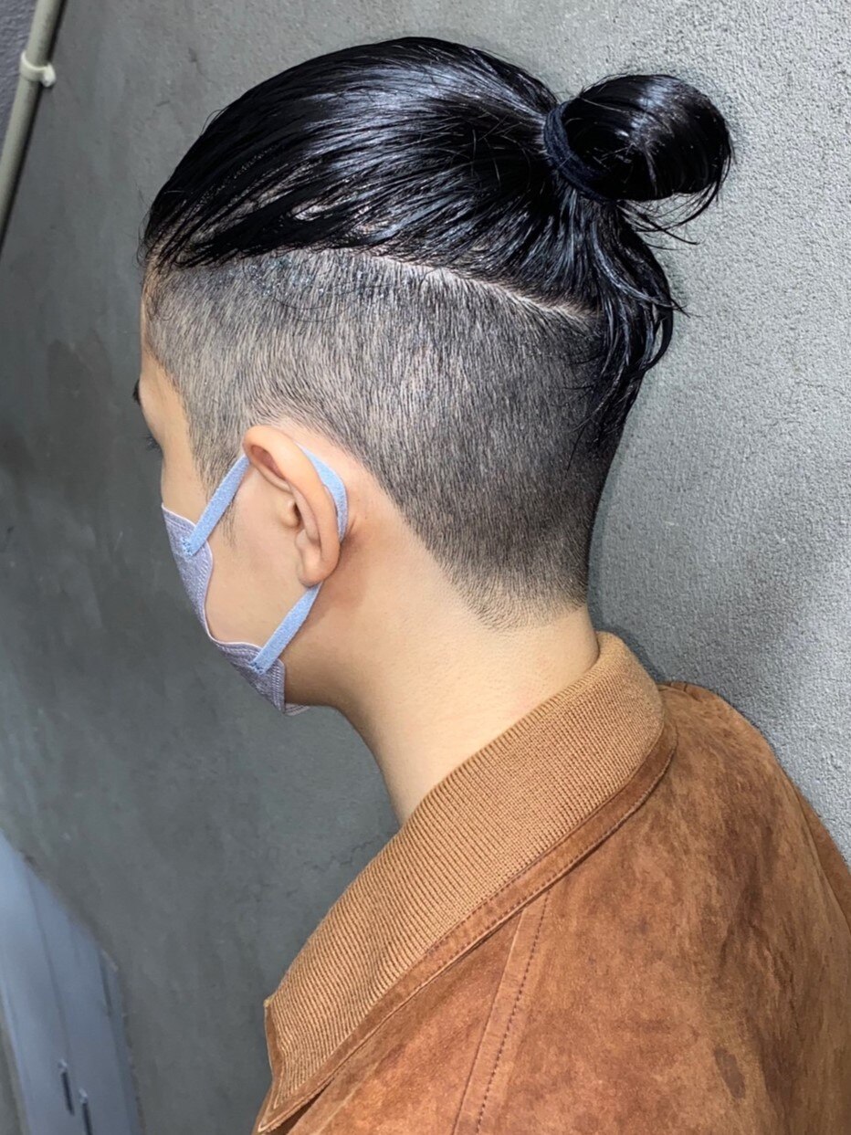 889外国人風カラーマンバンヘアツーブロック刈り上げボブルフ