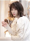 外ハネボブ/ミディアムレイヤー/くせ毛風/暗髪/リラクシー/本牧
