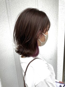 トリート 船堀店(TREAT) ミディアムボブ×インナーピンク