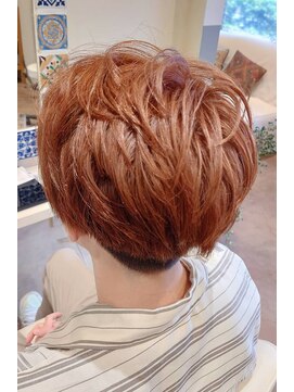 ランプヘアー(LAMP HAIR) 大人メンズショートハイトーンニュアンスくせ毛風暖色カラー