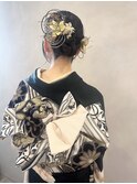 水引　金箔　成人式ヘア　卒業式ヘア　袴ヘア　振袖ヘア/shima