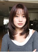 ◆小顔ロングレイヤーカット/シースルーバング/ブラウンカラー