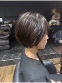 丸みショート　暗髪　大人可愛い　グレージュ　大和八木