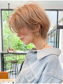 30代くびれショート/ベージュ/前髪長め/髪質改善