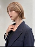 外国人風ボブパーマ モカベージュカーテンバング海外ガールt112