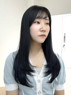 ワンズ リー 上大岡店(One's ly) レイヤーカット_ くびれヘアアプリコットオレンジ