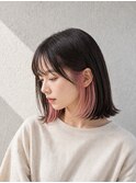 くびれ外ハネボブ 髪質改善 イヤリングカラー ピンク ♪