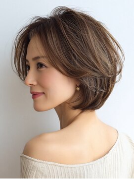 ハーツ 青山表参道店(Heart's) 白髪ぼかし脱白髪染め似合わせショートボブ40代50代60代