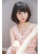 大人モーブカラー小顔ワイドバングひし形ボブ【KOMAKI】