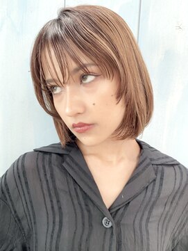 アルバム 池袋(ALBUM) ラフボブブラウン_グレージュカラーボブウルフ_28795