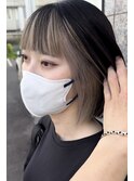 ミニボブ切りっぱなし韓国ヘアフェイスフレーミングミルクティー