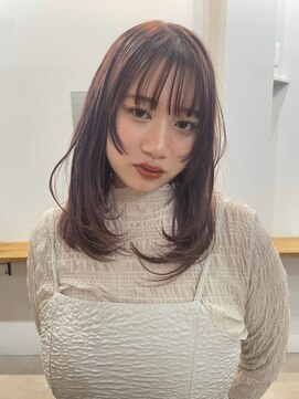 アンドレ ヘア デザイン(Andre Hair Design) 顔周りレイヤーダブルカラーピンクベージュアッシュ