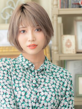 カバーヘア ブリス 川口(COVER HAIR bliss) 外国人風シルキーベージュ前下がりミニボブh3川口20代30代40代