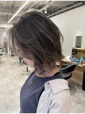 立体感◯顔まわりレイヤーボブ × エアータッチバレイヤージュ