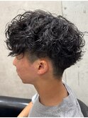 ホワイトグレージュミニウルフチェリーブラウンデジタルパーマ