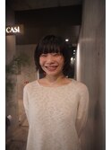 ラフな黒髪ボブパーマ