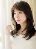 ■くすみベージュ小顔前下がりレイヤーカット43★志木30代40代