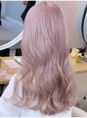 原宿　ピンクミルクティーベージュ　レイヤーカットケアブリーチ