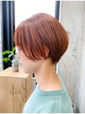 丸みショート、前下がりショート、オレンジベージュ