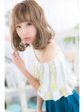 ミック 日暮里店(miq) 外国人風ミルクティベージュ大人巻きロングウルフb1