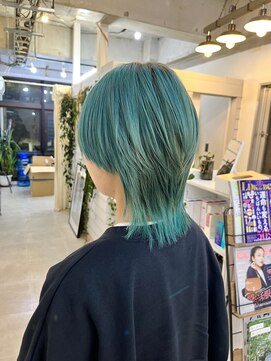 ジゼル 博多筑紫口店(GiseL) エメラルドグリーン×マッシュウルフ@gisel_taisei_