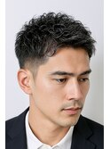 ビジネス爽やかショート束感アップバンク黒髪ツーブロック