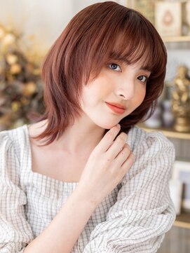カバーヘア ブリス 北浦和(COVER HAIR bliss) 暖色系カラーひし形ボブ小顔ハッシュカットボルドーカラーa!