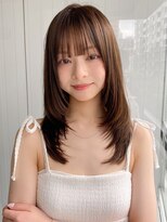 エトラ 渋谷店(etora)&nbsp;小顔 前髪 ミディアムレイヤーカット ダークアッシュ "