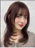 八幡山レイヤーカット韓国ダブルカラー顔周り前髪カットボブ