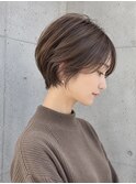 小顔見え◎大人ショートボブ×柔らかブラウン