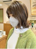 ★外ハネボブ/ゆるくびれ/アッシュベージュ/ブリーチなし★