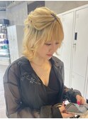 ボブ×ハーフアップ