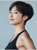 ☆ホワイトグレージュミニウルフデジタルパーマチェリーブラウン