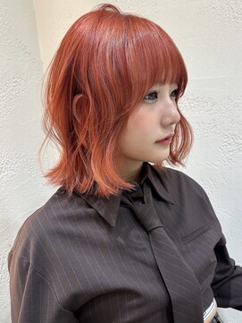 サイン 渋谷(SIGN) ボブ／レイヤーカット/ケアブリーチ／オレンジ