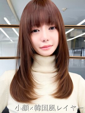 ソア 渋谷(soar) 韓国風レイヤー大人可愛いロングシースルーバング小顔カット